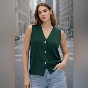 One 5 One Forest Green Knit Top